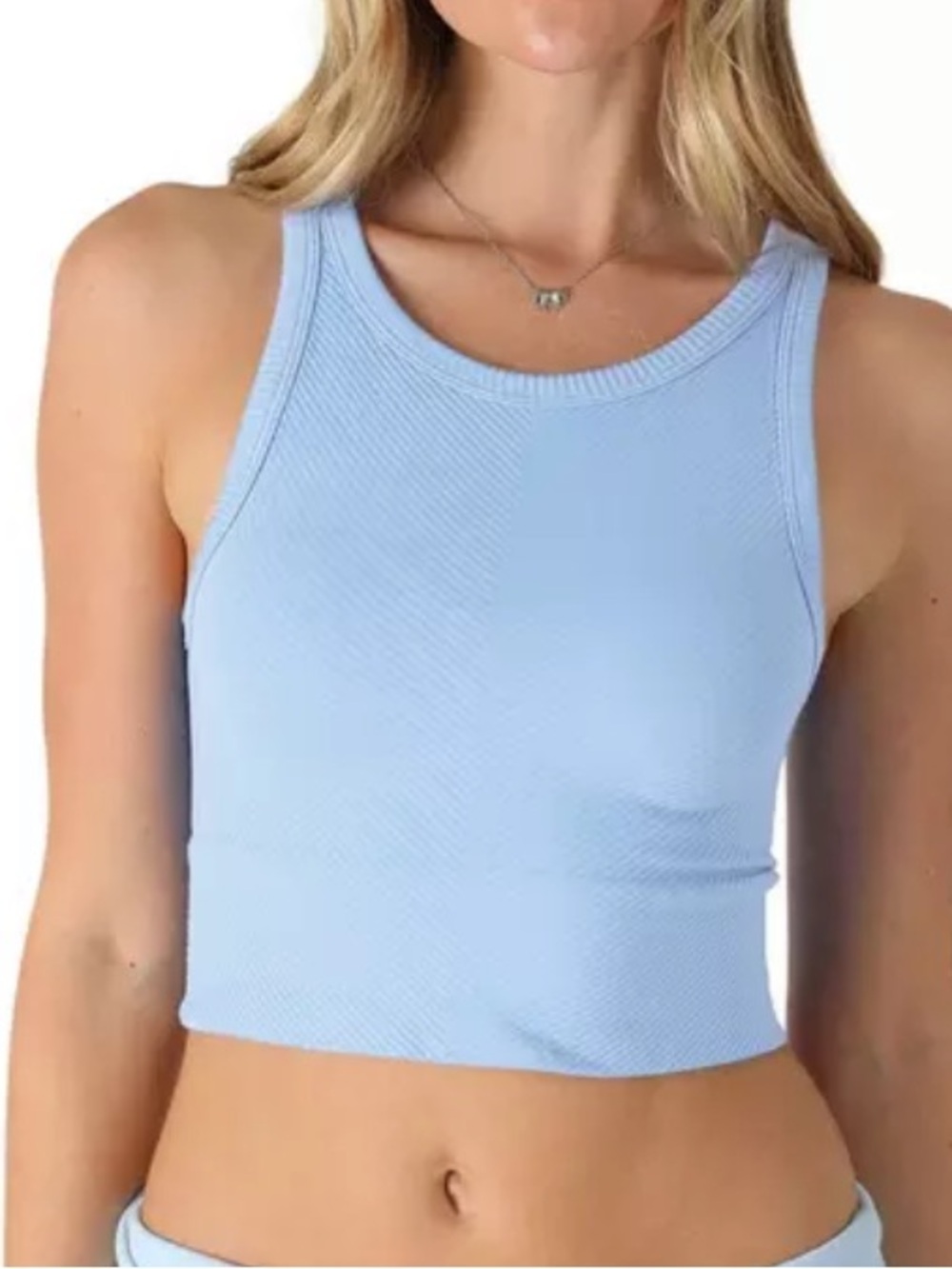 Nikibiki royal blue Chevron Highneck Crop Tank Top size small